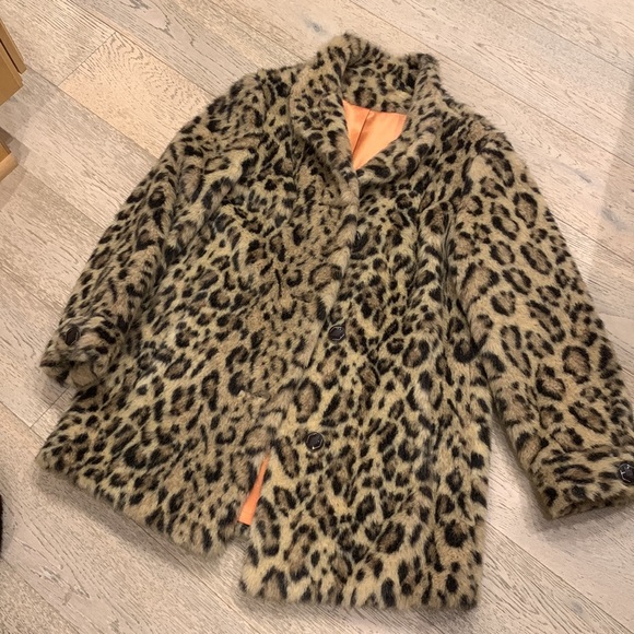 Faux Fur Leopard 🐆 Animal Print Mid-Length Vintage Coat Mob Wife Cool Buttons ✧ - Picture 15 of 15